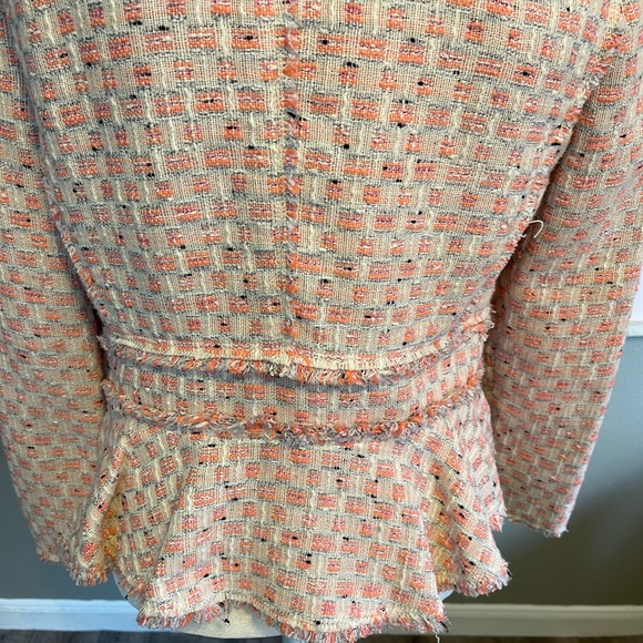 Rebecca Taylor Bright Coral and Cream Tweed Jacket 10 - Picture 7 of 13